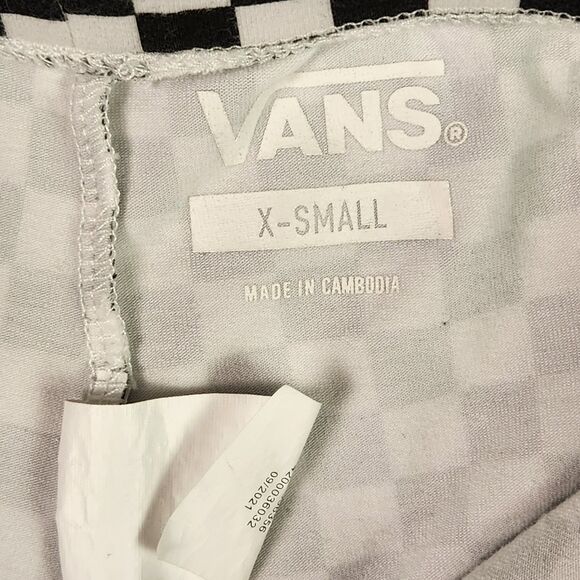 Vans Bike Shorts Womens XS Black White Flying V Print Patter Checkered - FLAWED - Picture 8 of 8